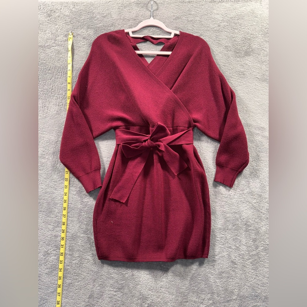 Amazon Burgundy V-Neck Wrap Sweater